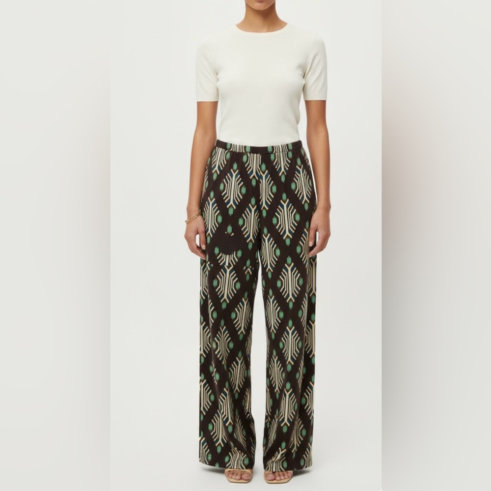 Peach Love California Brown and Green Joggers with Geometric Pattern